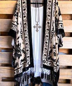 Leto AHB EXCLUSIVE: Stained Glass Kimono Burnout Velvet - Black What's New