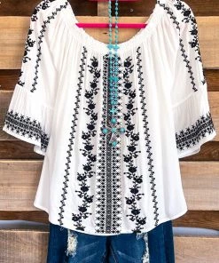 Andree Vines Of Glory Top - Ivory Black