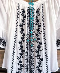 Andree Vines Of Glory Top - Ivory Black