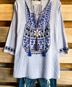 A&A AHB EXCLUSIVE: Love Is Kind Tunic - Blue - 100% COTTON What's New