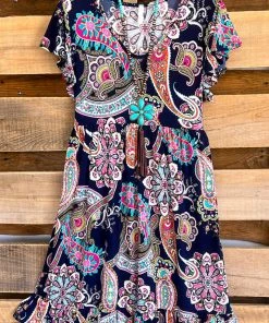 Sassy Look Electric Summer Nights Dress - Navy What's New