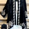 Andree By Unit AHB EXCLUSIVE: Crushed Velvet Embroidered Cardigan - Black