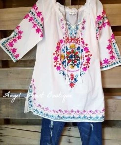 Asha What's New AHB EXCLUSIVE - Beach Vibes Tunic - White 100% COTTON