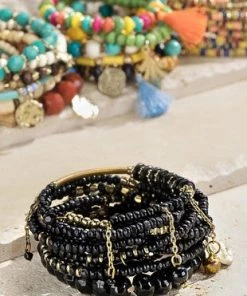 Urbanista What's New Layered Accent Beaded Bracelet- Black
