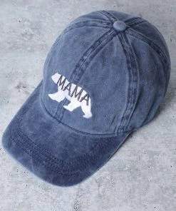 Fashion City What's New Embroidery Mama Bear Baseball Hat - Navy/White