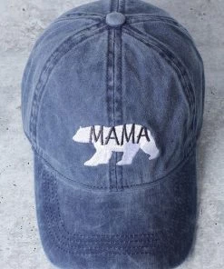 Fashion City What's New Embroidery Mama Bear Baseball Hat - Navy/White