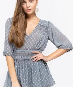 POL Summer Wonderland Top - Grey - SALE