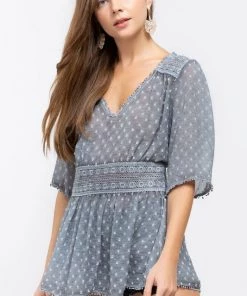 POL Summer Wonderland Top - Grey - SALE