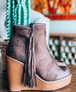 Angel Heart Boutique Western Vibes Fringe Wedge - Mocha - SALE (Size 5.5 Left)