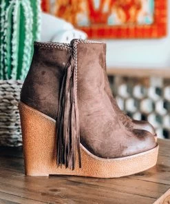 Angel Heart Boutique Western Vibes Fringe Wedge - Mocha - SALE (Size 5.5 Left)
