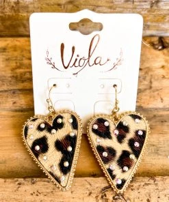 Suzie Leopard Heart Rhinestone Dangle Earnings What's New