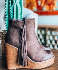 Angel Heart Boutique Western Vibes Fringe Wedge - Mocha - SALE (Size 5.5 Left)