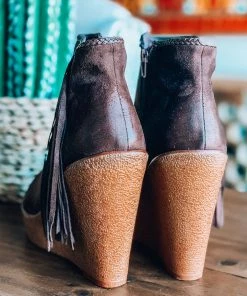 Angel Heart Boutique Western Vibes Fringe Wedge - Mocha - SALE (Size 5.5 Left)