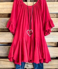 Sassybling AHB EXCLUSIVE: The It Girl Oversized Tunic -Crimson What's New