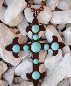 Turquoise Heavan Cross To My Heart Necklace - Turquoise