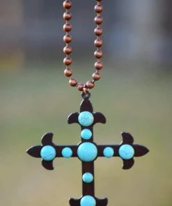 Turquoise Heavan Cross To My Heart Necklace - Turquoise