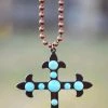 Turquoise Heavan Cross To My Heart Necklace - Turquoise