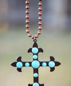 Turquoise Heavan Cross To My Heart Necklace - Turquoise
