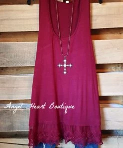 Emerald What's New Extender: Slip On Tank/Tunic - Burgundy
