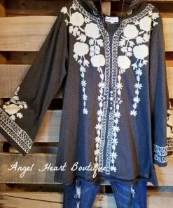 Asha What's New AHB EXCLUSIVE - My Embroidery Hoodie Top - Gray