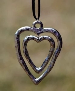 JS World Trading Double Heart Brown Leather Long Necklace