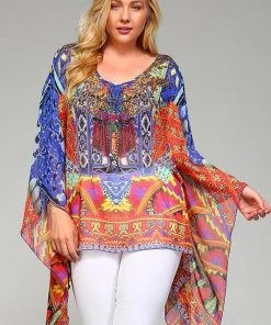 Trendology What's New AHB EXCLUSIVE: Flower Child Oversized Sheer Tunic - Red Mix