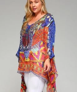 Trendology What's New AHB EXCLUSIVE: Flower Child Oversized Sheer Tunic - Red Mix